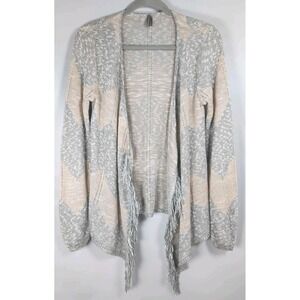 VANITY Open Front Sweater CARDIGAN‎ Womens Size Medium Gray Silver Sparkle